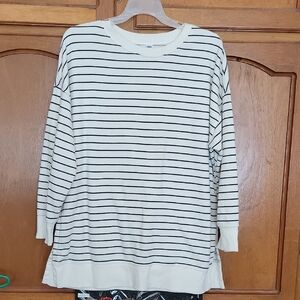 Old Navy Cream and Black Striped Hoodie